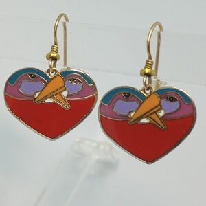 * Vintage Laurel Burch Bird Heart Earrings